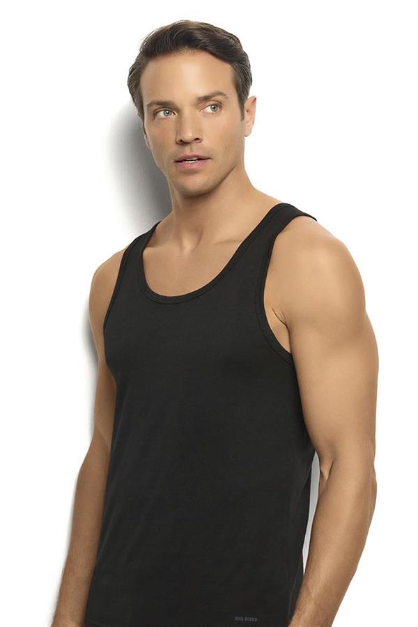 Erkek 2li Siyah Jakarlı Likralı Atlet 241