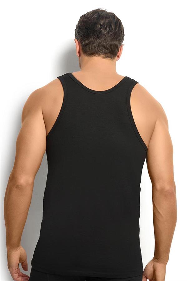 Erkek Siyah 6lı Pamuklu Likralı Atlet 147