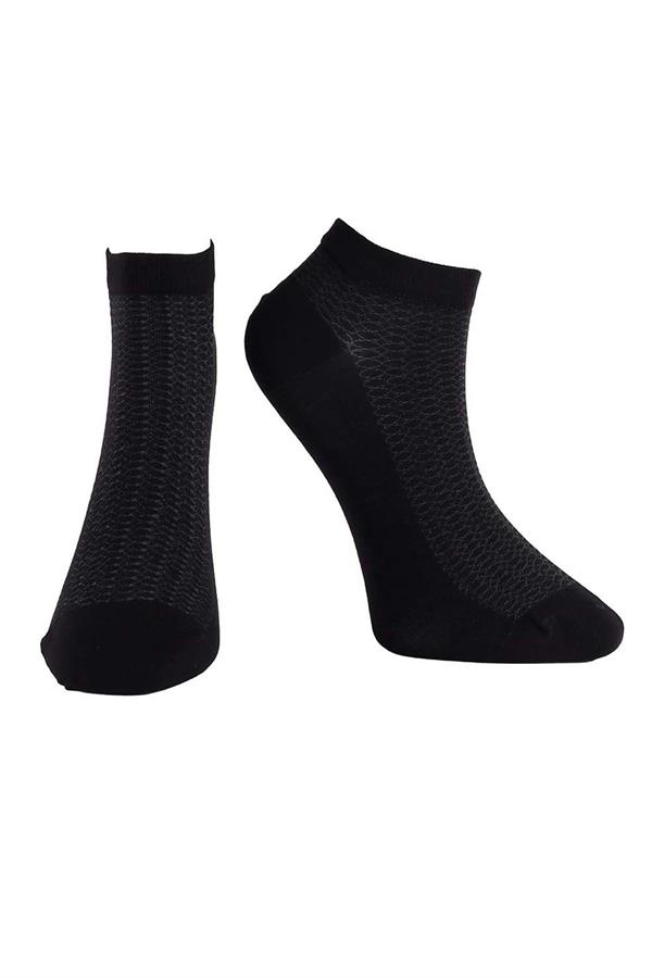 Erkek Siyah Bambu  Patik Çorap 6758
