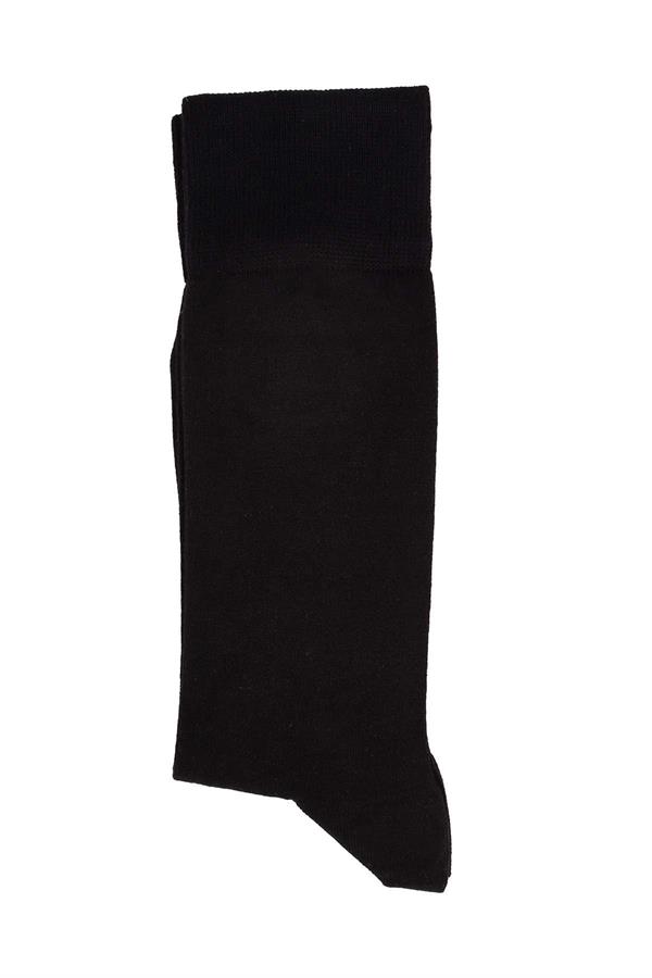 Erkek Siyah Likralı Bambu Uzun Çorap 5600