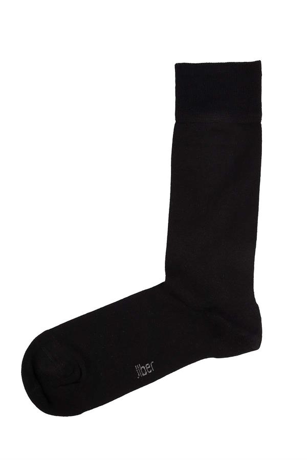 Erkek Siyah Likralı Bambu Uzun Çorap 5600
