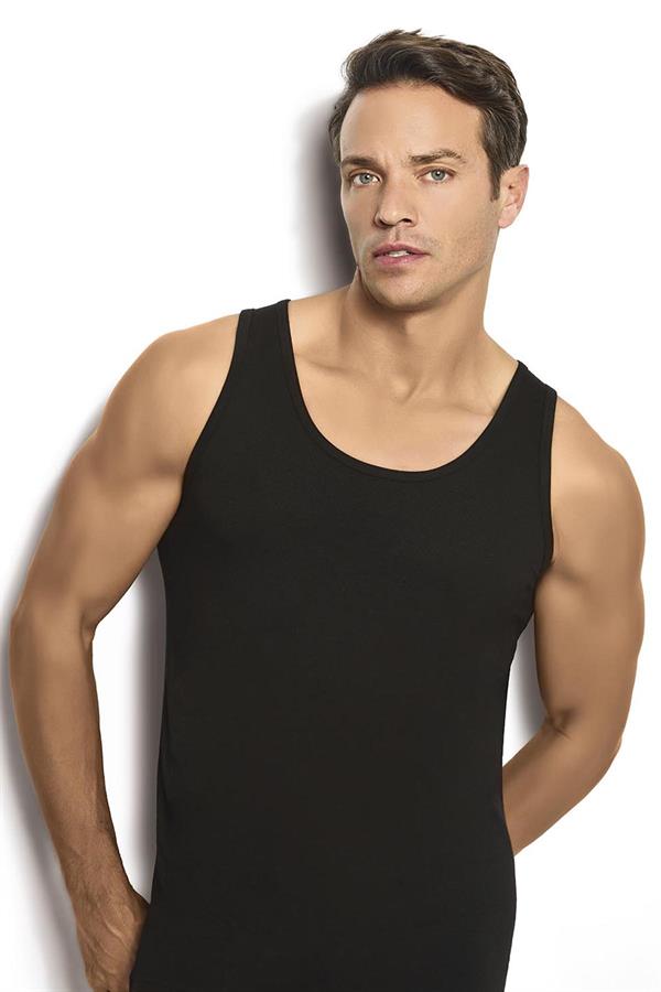 Erkek Siyah Modal Pamuklu 2li Atlet 250