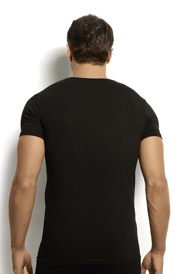 Erkek Siyah Modal Pamuklu Sıfır Yaka 2li Fanila 251