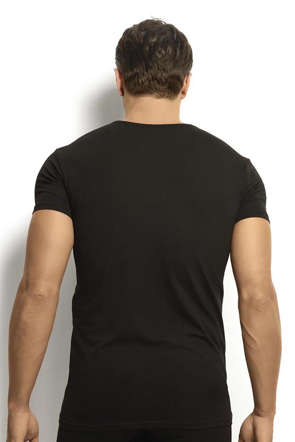 Erkek Siyah Modal Pamuklu V Yaka 2 Li Fanila 253