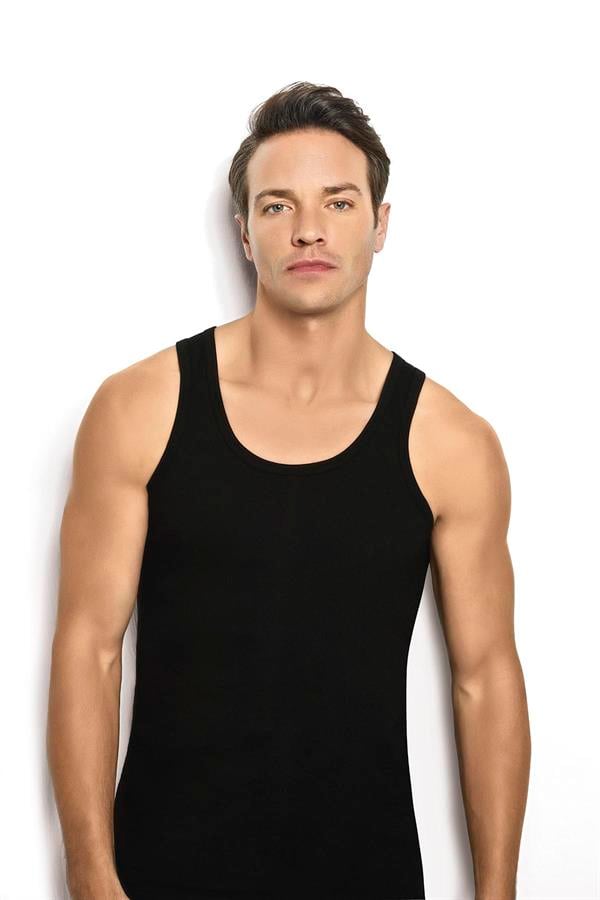 Mens Black Cotton Tank Top – Model 110