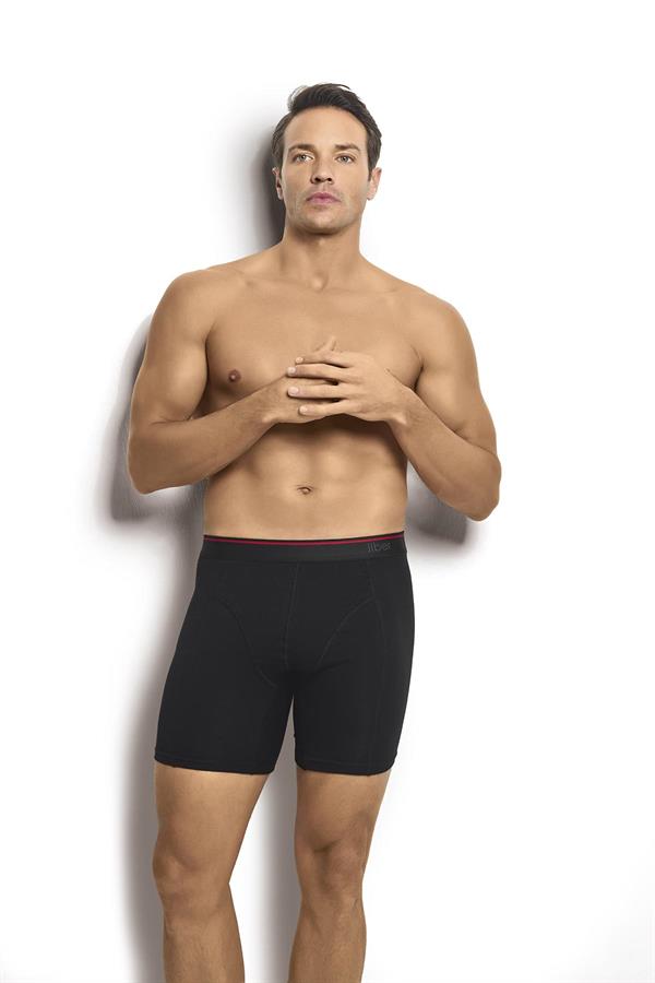 Erkek Siyah Pamuklu Likralı 3 Lü Boxer 268