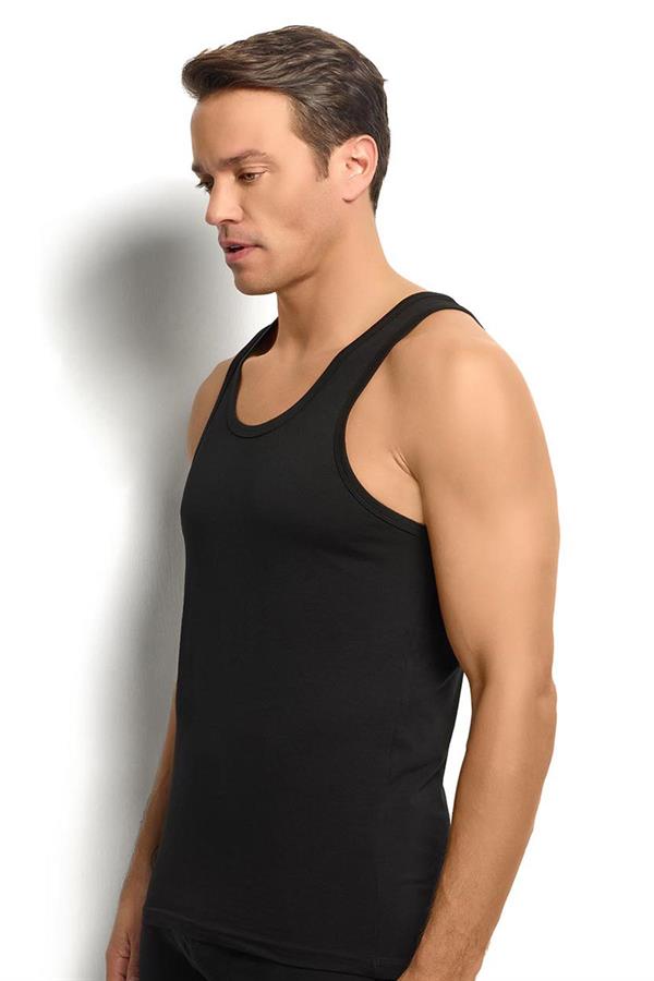 Erkek Siyah Pamuklu Likralı Atlet 147