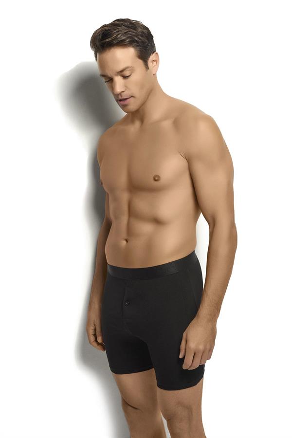 Erkek Siyah Pamuklu Likralı Boxer 125