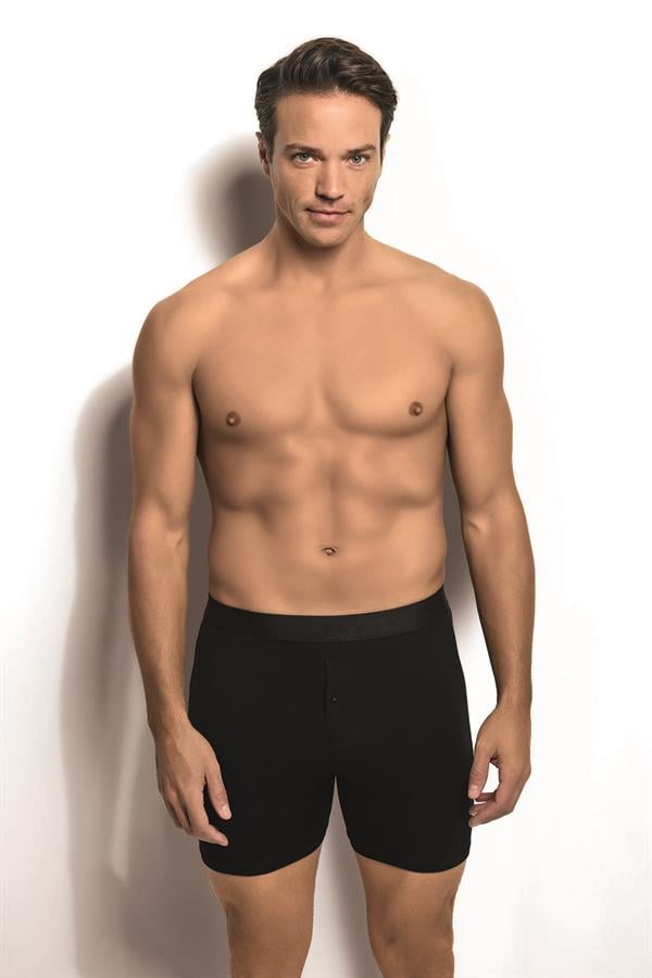 Erkek Siyah Pamuklu Likralı Boxer 125