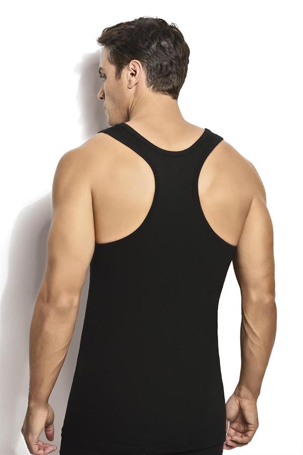 Erkek Siyah Pamuklu Likralı Rambo Atlet 136