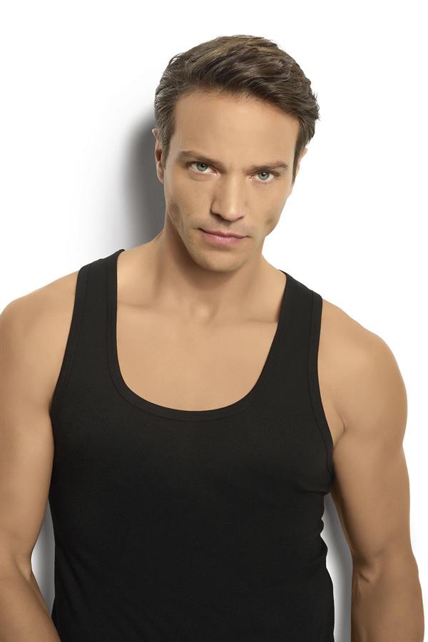 Erkek Siyah Pamuklu Likralı Rambo Atlet 136