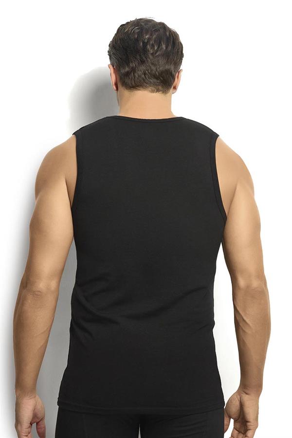 Erkek Siyah Pamuklu Likralı V Yaka Atlet 117