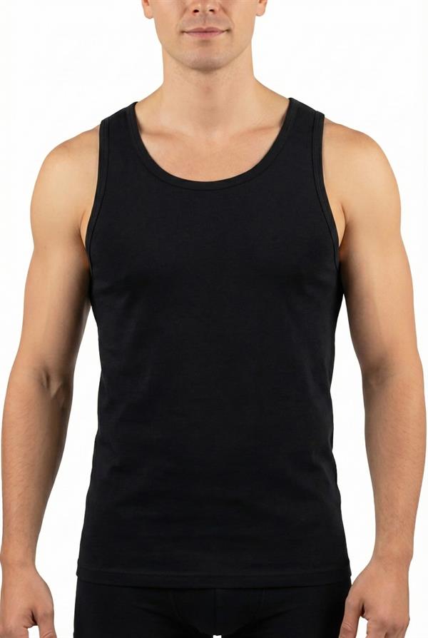 Erkek Siyah Pamuklu Modal Askılı Atlet 290