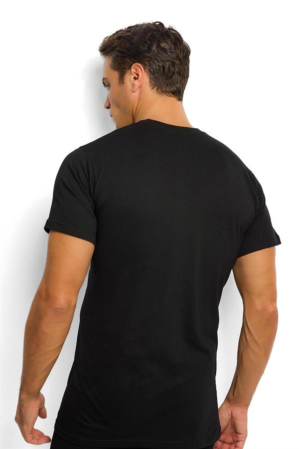 Erkek Siyah Pamuklu Sıfır Yaka  Fanila 111