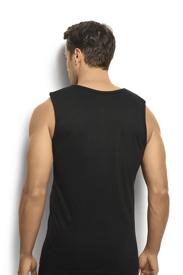 Erkek Siyah Pamuklu Sıfır Yaka  Atlet 114