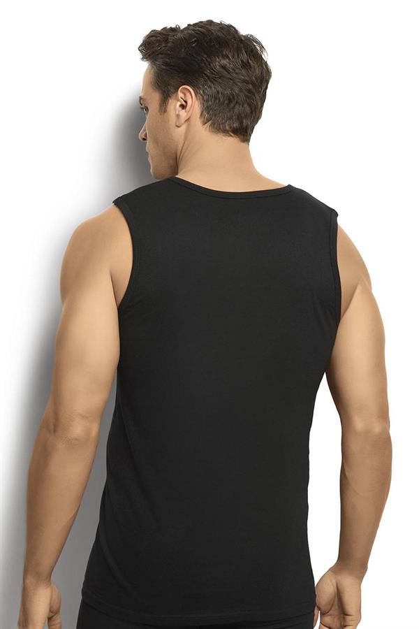 Erkek Siyah Pamuklu V Yaka Atlet 115