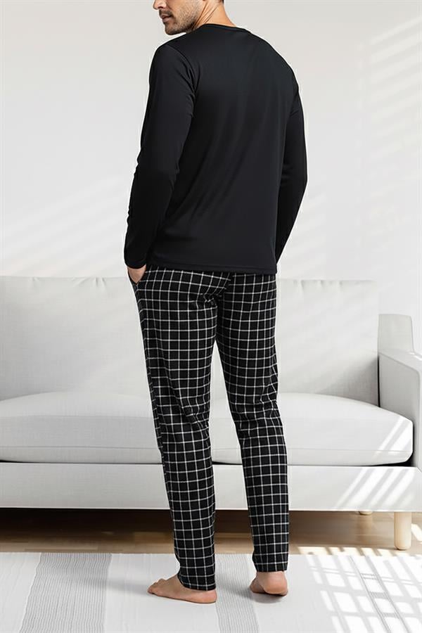 Erkek Patlı Düğmeli Pijama Takımı 15300 SİYAH  JBR15300.00001