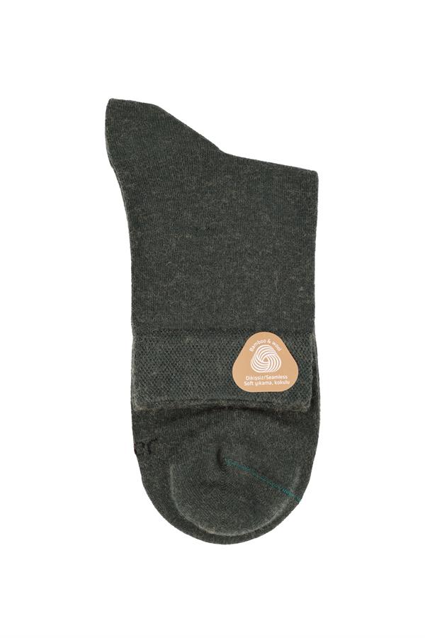 Erkek Yünlü Bambu Yarım Konç Çorap 5651 Yeşil  JBR5651.000001