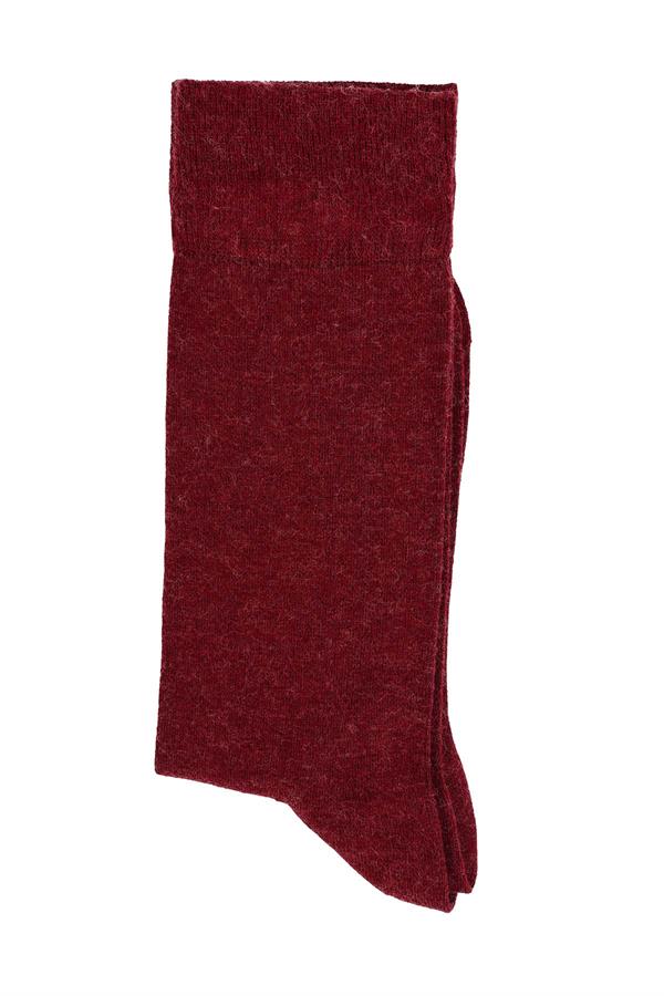 Erkek Yünlü Bambu Bordo Soket Çorap 5650