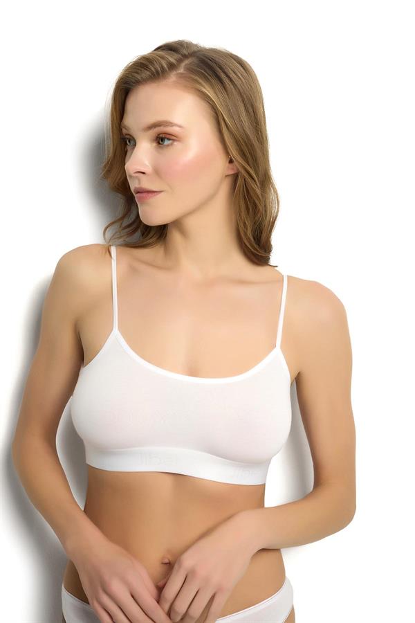 Kadın Beyaz Modal Pamuklu İp Askılı Büstiyer 651