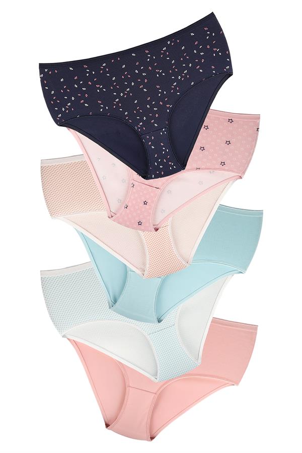 Kadın 12'li Kadın Karışık Renkler Yüksek Bel Külot 657