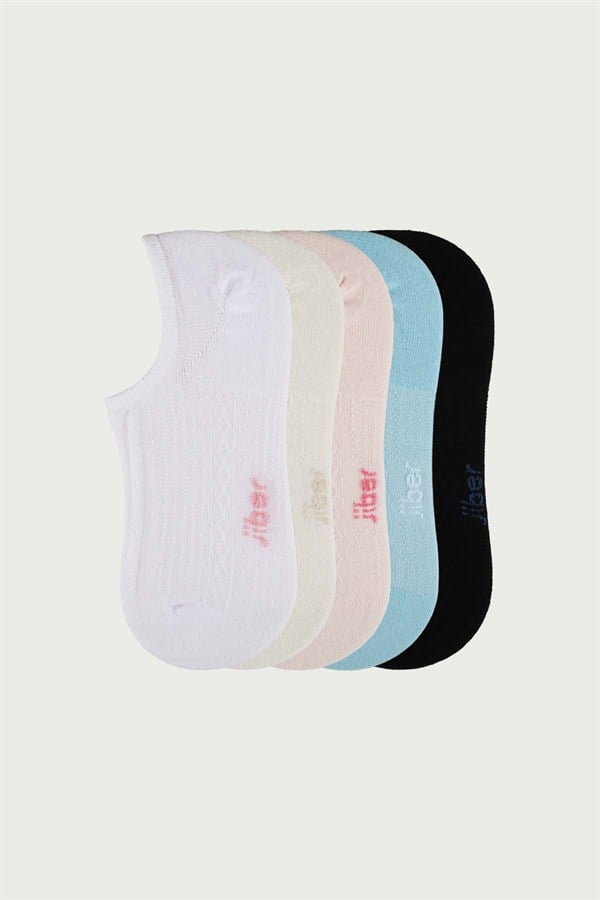 Kadın 5li Karışık Renkler Pamuklu Sneaker Çorap