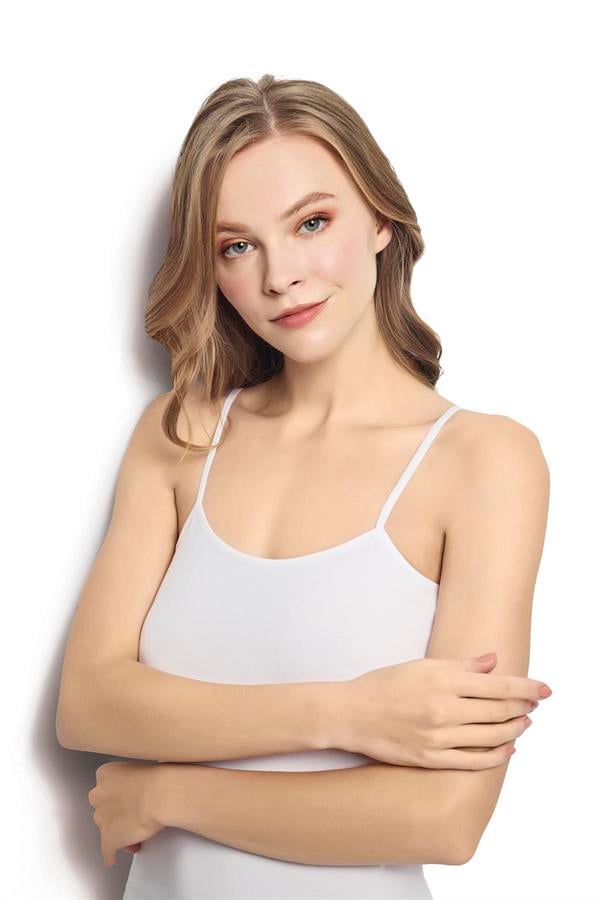 Kadın 6lı Bambu İp Askılı Atlet 668 BEYAZ  JBR668.0000006