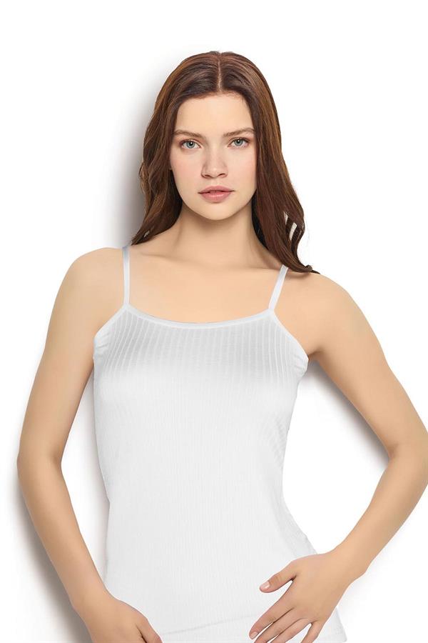 Kadın 6lı Bambu Kaşkorse İp Asklılı Atlet 647 BEYAZ  JBR647.0000006