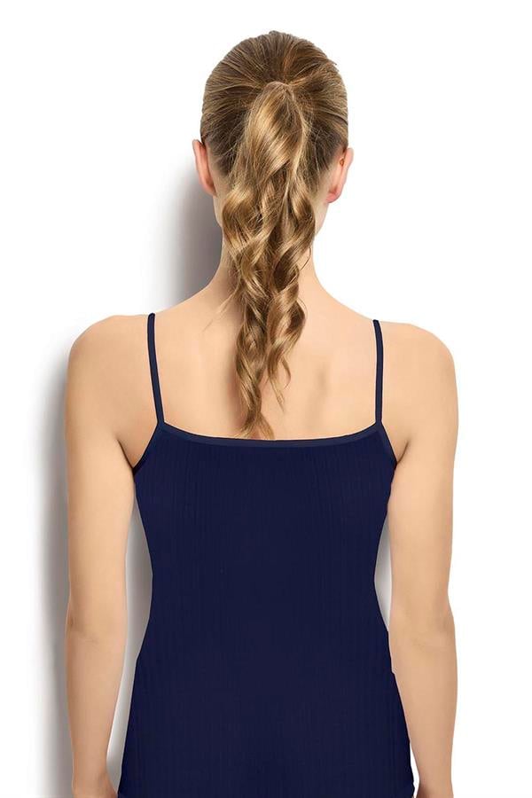 Kadın 6lı Bambu Kaşkorse İp Asklılı Atlet 647 Lacivert  JBR647.0000006