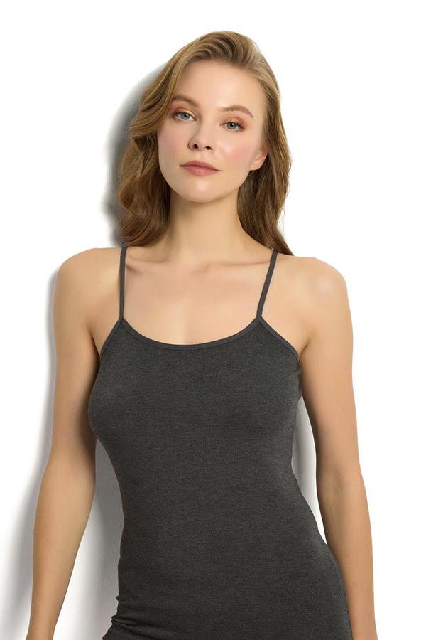 Kadın Bambu İp Askılı Atlet 668 Antrasit  JBR668.0000001