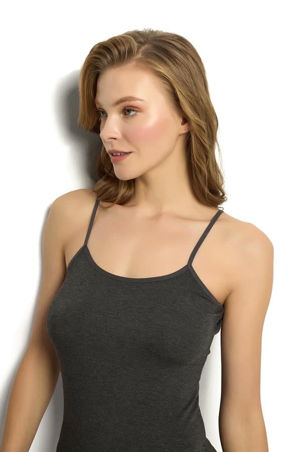 Kadın Bambu İp Askılı Atlet 668 Antrasit  JBR668.0000001