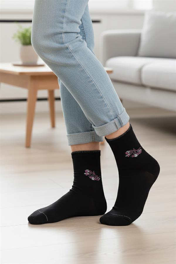 Kadın Bambu Soket Çorap 6651 Asorti  JBR6651.000001