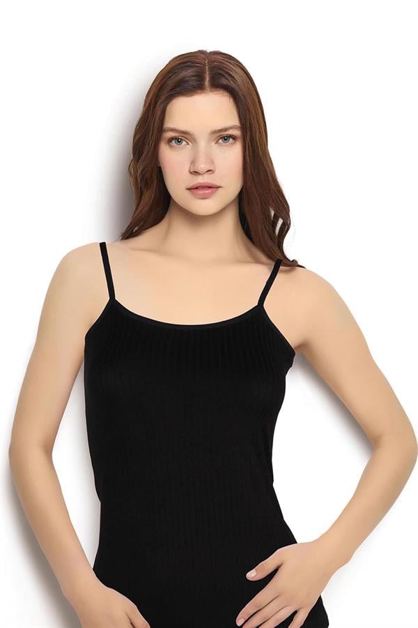 Kadın Bambu Kaşkorse İp Asklılı Atlet 647 Siyah  JBR647.0000001
