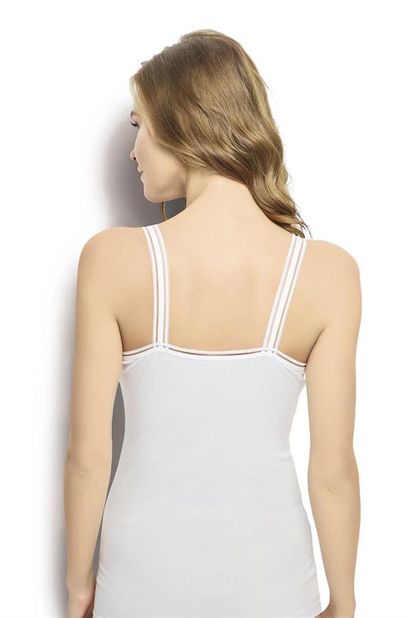 Kadın 3lü Pamuklu Likralı Atlet 553 BEYAZ  JBR553.0003