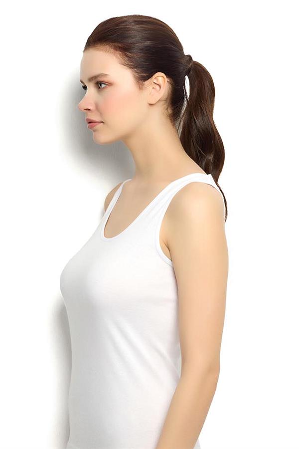 Kadın Beyaz Pamuklu  Atlet 584