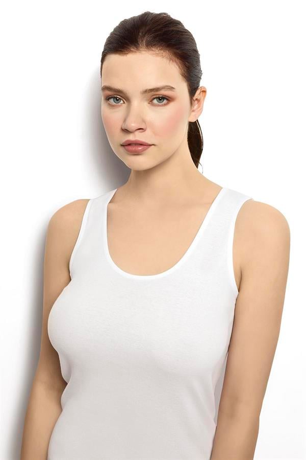 Kadın Beyaz Pamuklu  Atlet 584