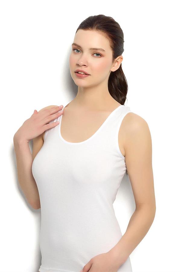 Kadın Beyaz Pamuklu  Atlet 584