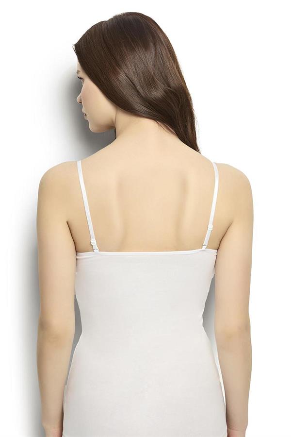 Kadın Beyaz Pamuklu Likralı Ayarlanabilir İp Askılı Atlet 546