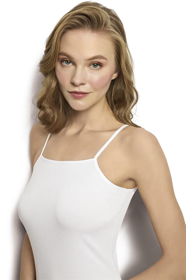 Kadın Bambu İp Askılı Atlet 668 BEYAZ  JBR668.0000001