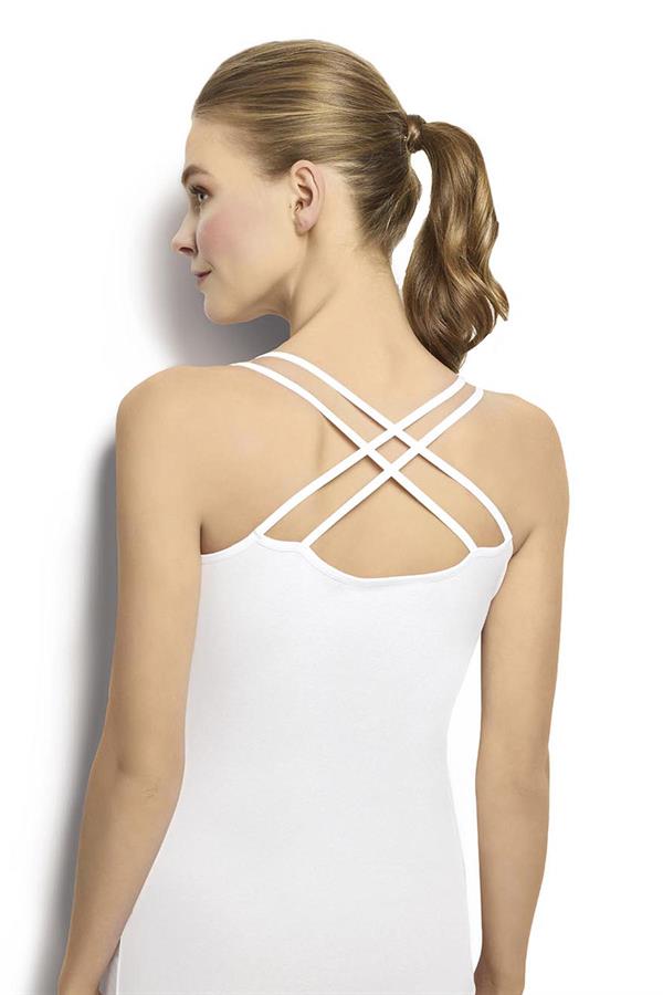 Kadın Beyaz Pamuklu Likralı Çift İp Askılı Atlet 509