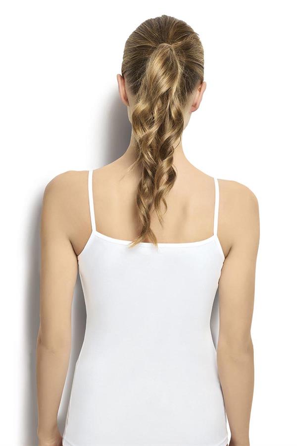 Kadın Beyaz Pamuklu Likralı İp Askılı Atlet 508