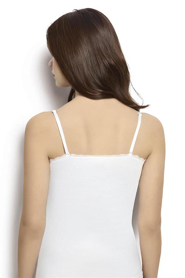 Kadın Beyaz Pamuklu Likralı İp Askılı Atlet 513