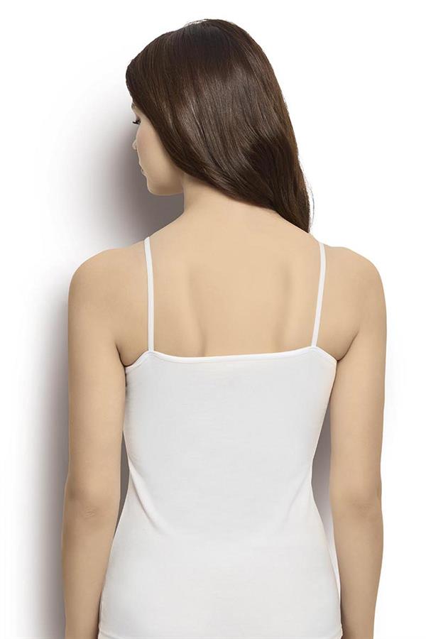 Kadın Beyaz Pamuklu Likralı İp Askılı Atlet 520