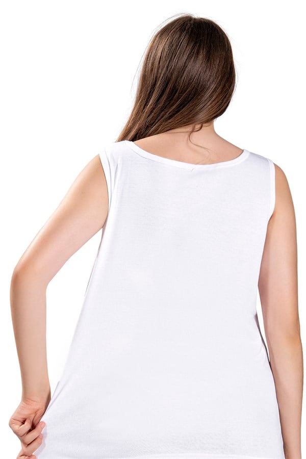 Kadın Beyaz Pamuklu Büyük Beden 2 li Atlet 640