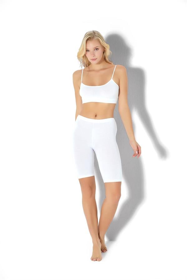 BEYAZ VİSKOZ DİZ ÜSTÜ TAYT 524