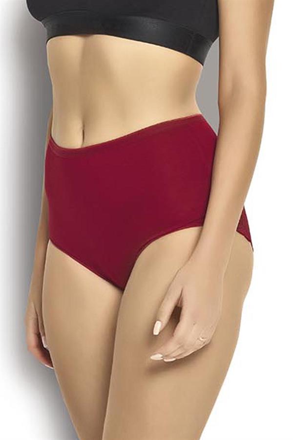 Kadın Arkası Dantelli Yüksek Bel Külot Bordo  JBR692.0000001