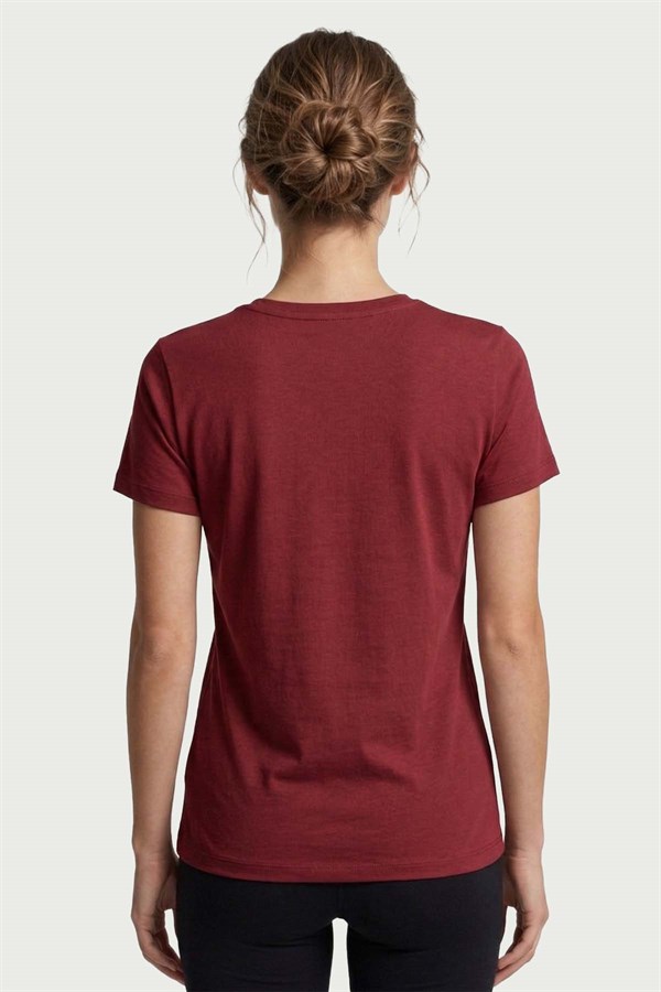 Kadın Bordo Bambu T-Shirt 500