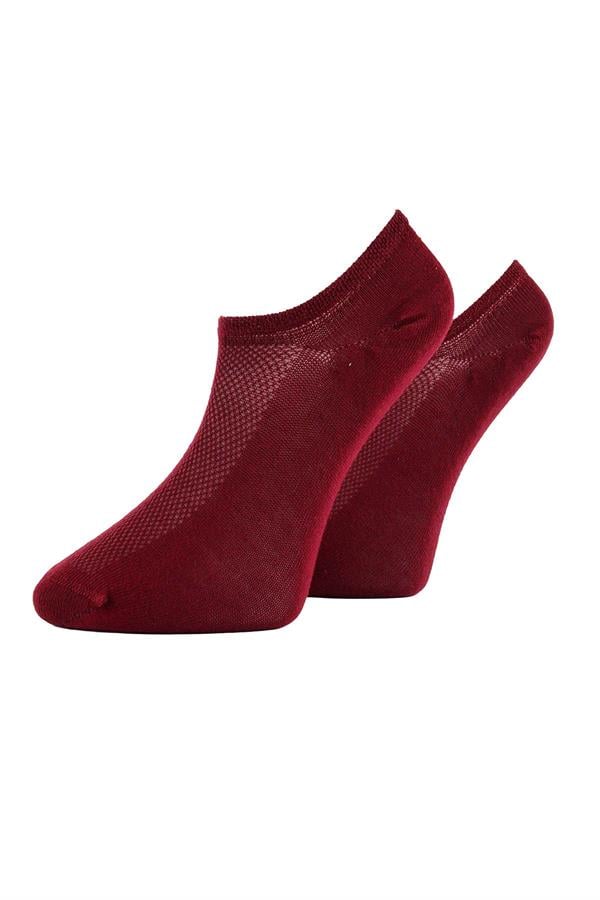 Kadın Bordo Pamuklu  Sneaker Çorap 7501