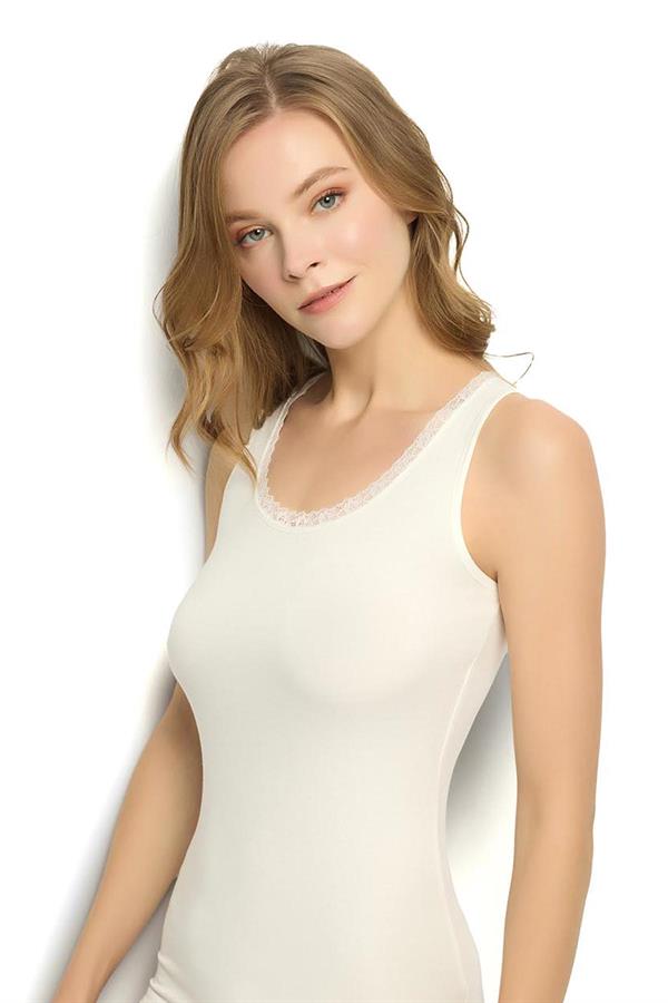 Kadın Ekru Modal Pamuklu  Atlet 616