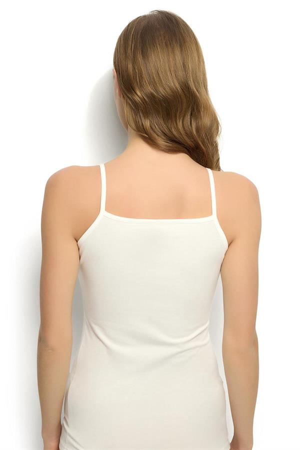 Kadın Ekru Modal Pamuklu İp Askılı Atlet 613